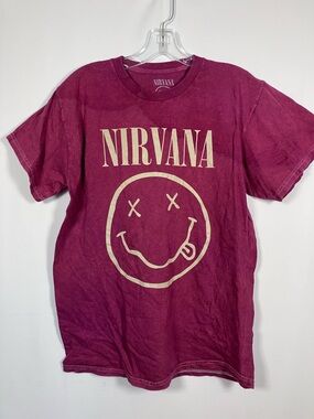 NIRVANA Pink Maroon Smiley Interior Print Tee